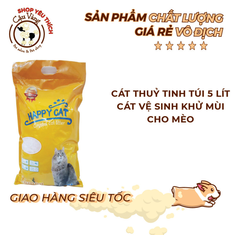 cát thuỷ tinh Happy Cat túi 5l dành cho mèo