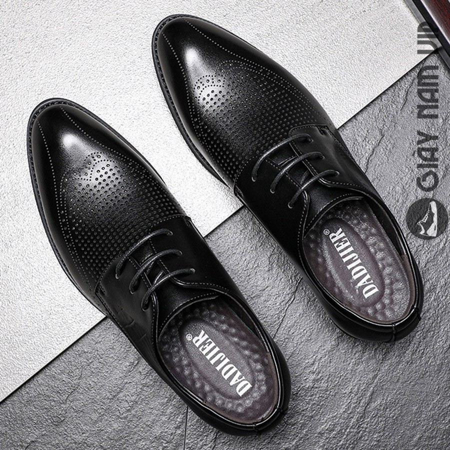 Giày tây nam da bò công sở buộc dây trẻ trung kaiwings giày da nam cao cấp đục lỗ gd11