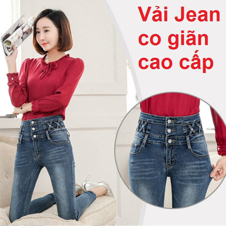 Quần jean nữ lưng cao co giãn thời trang QJ-018a