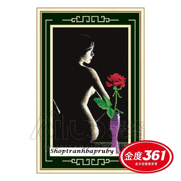[HCM]Tranh thêu Nét Đẹp Thiếu Nữ 30236 kích thước 30 x 50 cm
