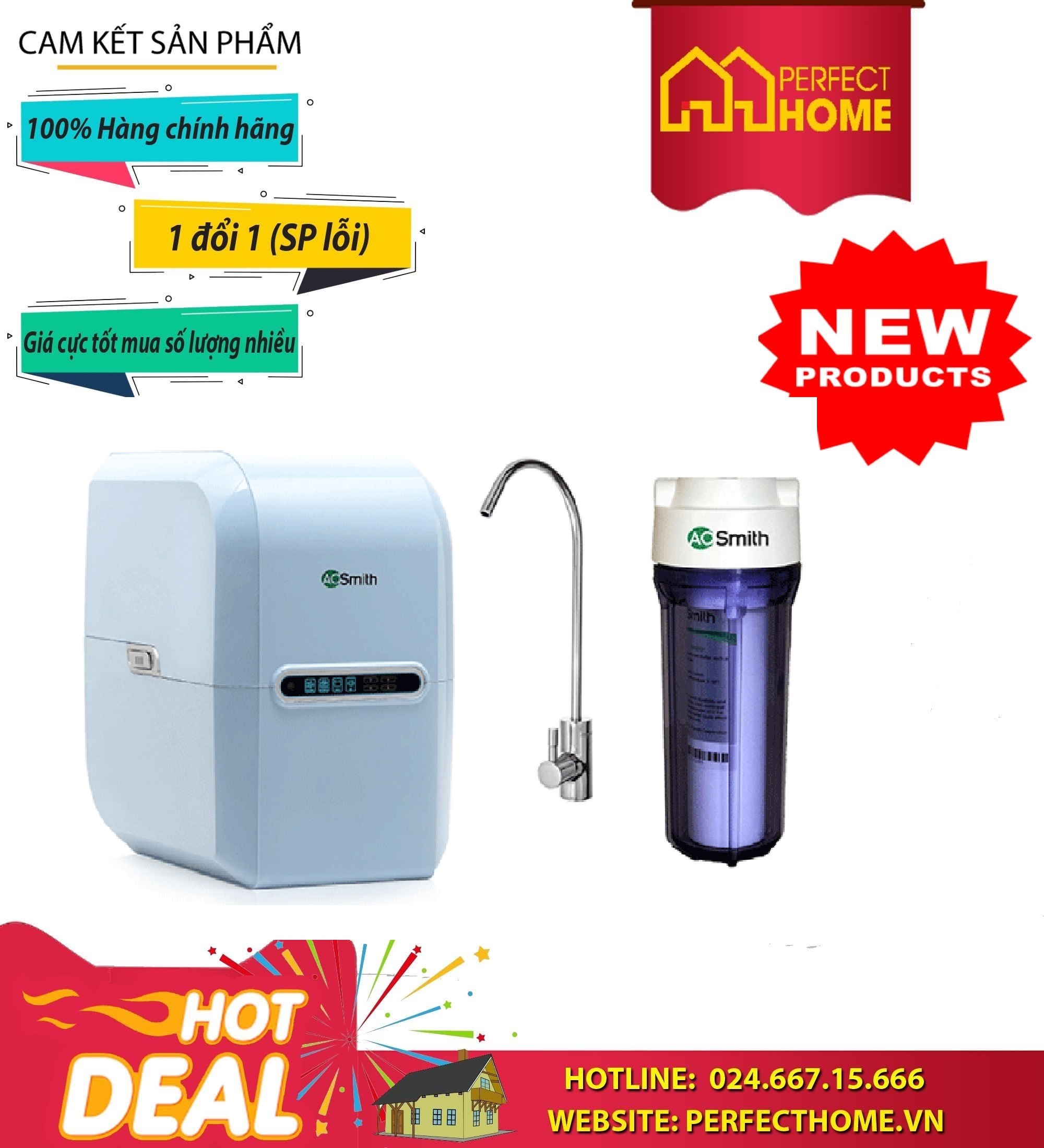 Máy lọc nước A.O.Smith A1 , đặt gầm. Thương hiệu Mỹ