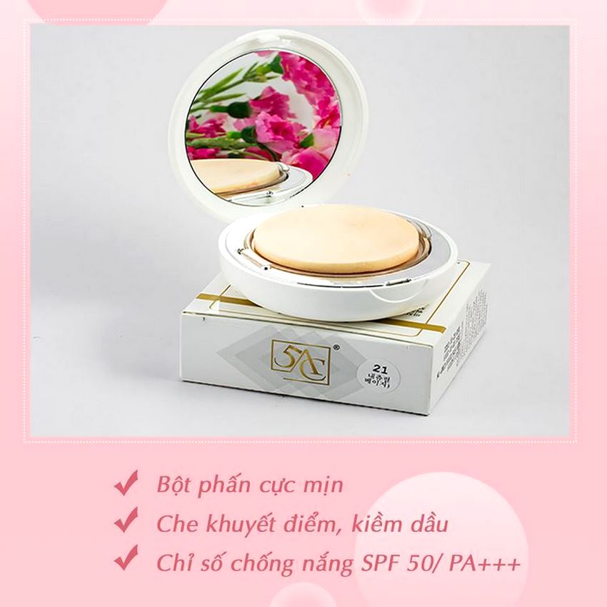 Phấn phủ phấn nén trang điểm kiềm dầu siêu mịn 5AC hàn quốc [Phiếu BH hãng]