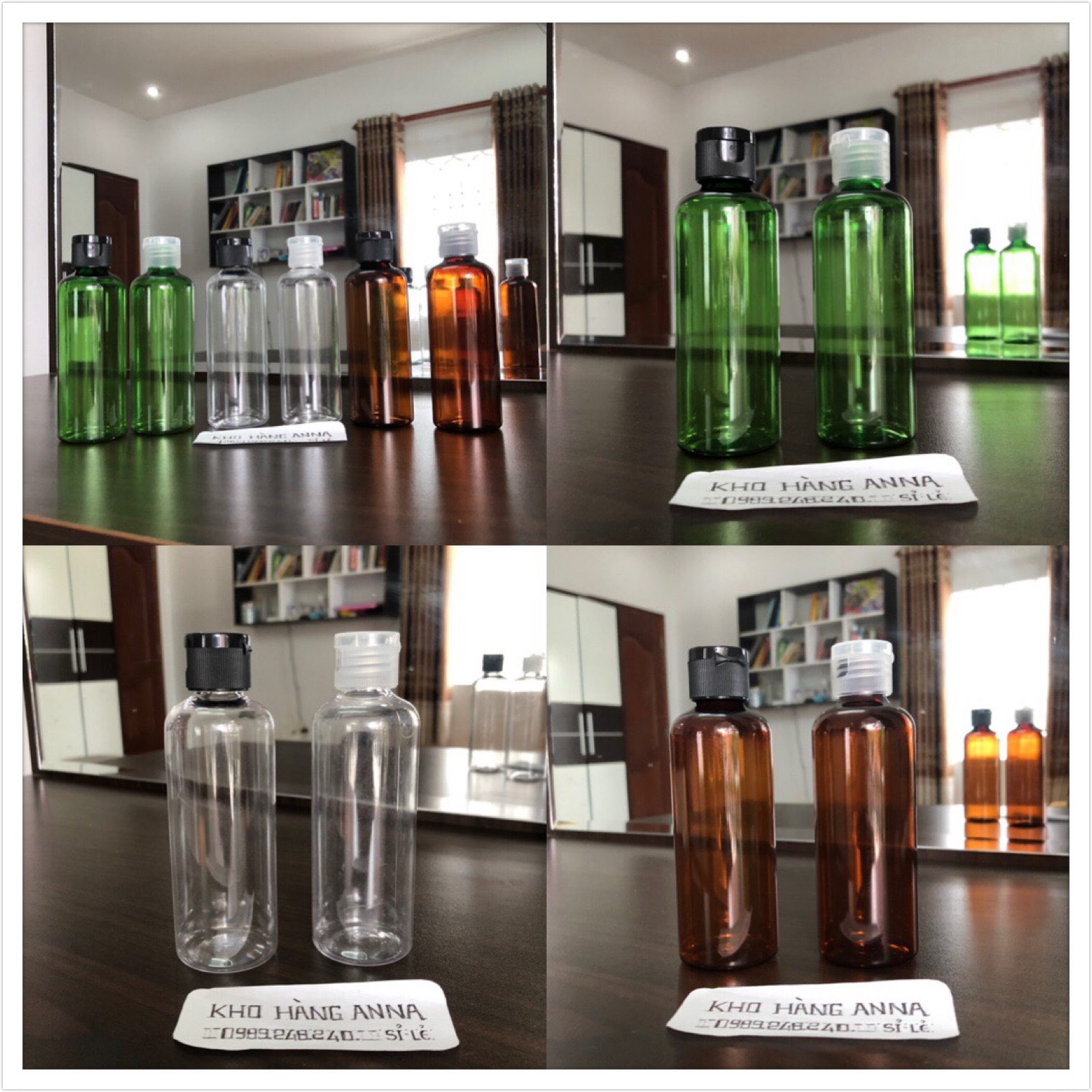 [ Chai nhựa 100ml Nắp bật ] 50 Chai pet 100ml / 70 mL nắp bật đen / trong suốt- Chai nhựa 100ml nâu/ trong suốt/ xanh lá