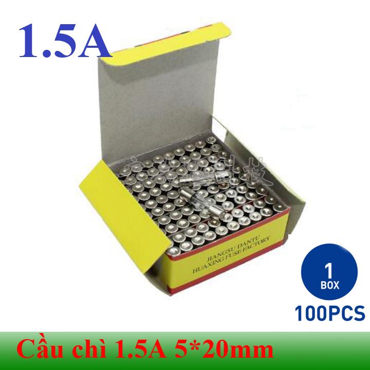 [Hộp 100 chiếc] Cầu chì ống thủy tinh 1.5A cỡ 5*20mm