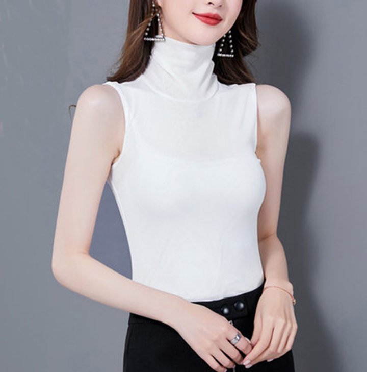 Áo cổ lọ sát nách nữ dáng ôm cotton co giãn King caravat thời trang T15