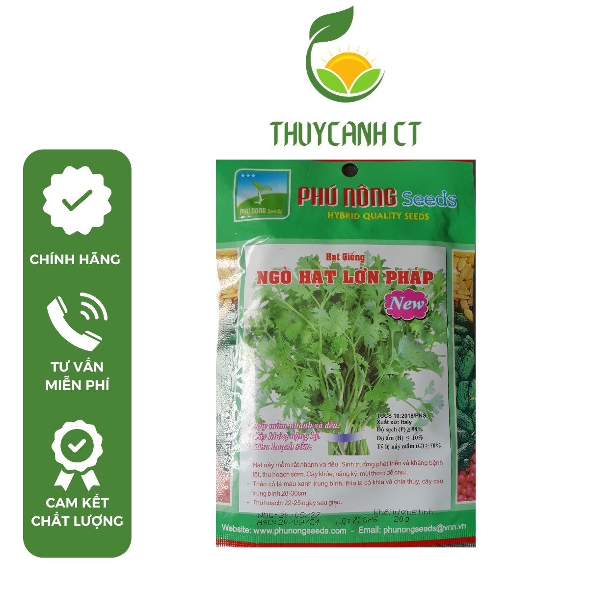Hạt Giống Ngò Hạt Lớn Pháp PhuNongSeeds - 20g