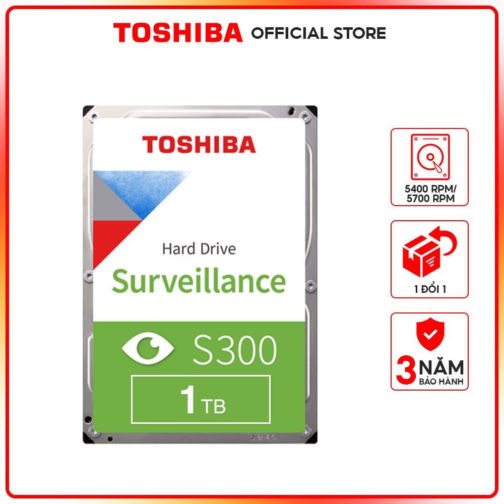 Ổ cứng Camera Toshiba S300 1TB Surveillance Chính Hãng