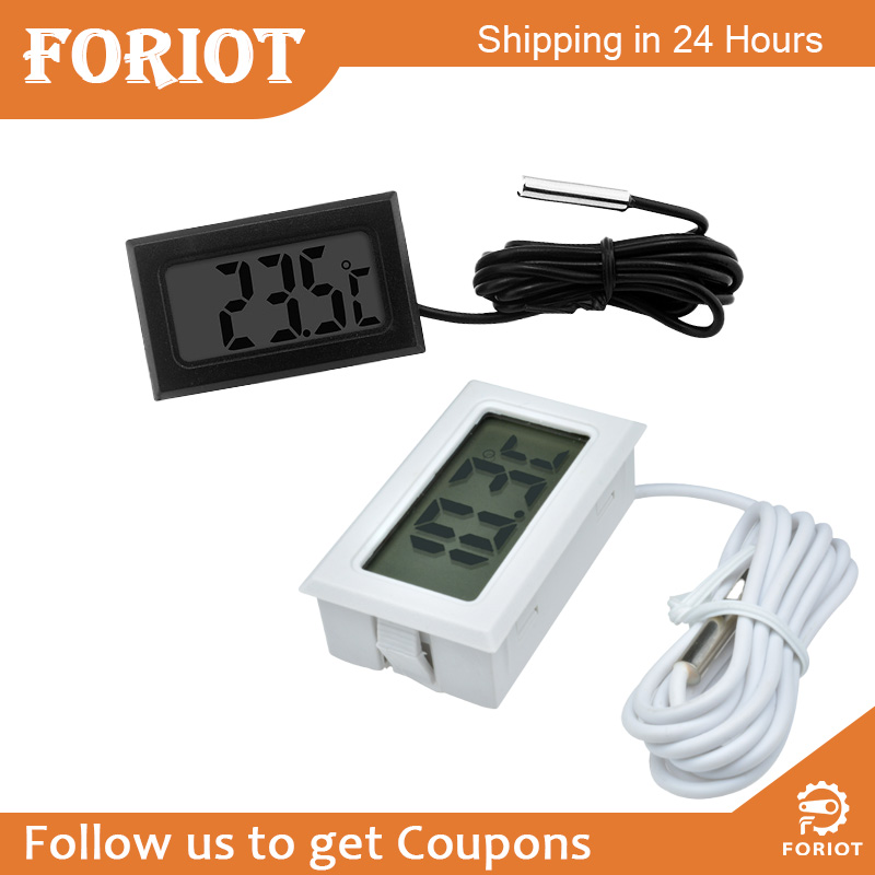 Foriot Nhiệt Kế Hiển Thị Kỹ Thuật Số Nhúng FY-10 Với Dây 1M Nhiệt Kế Hình Chữ Nhật Màu Đen Ẩm Kế Máy Đo Độ Ẩm Nhiệt Độ Bể Cá