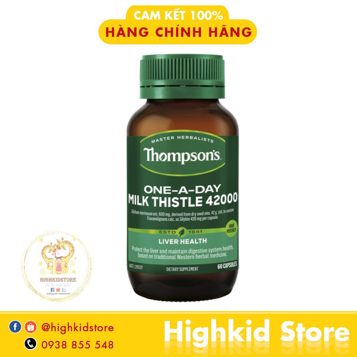 Viên uống thải độc gan thompson’s milk thistle 42000.
