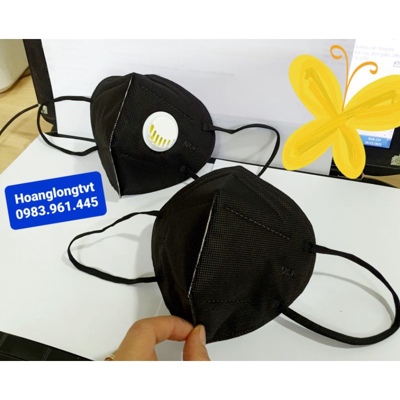 (1 cái) Khẩu trang y tế N95 màu ĐEN 5 lớp (có van/ không van)