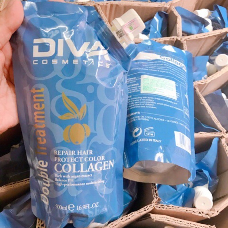 DIVA - Dầu Hấp Ủ Dưỡng Ẩm Phục Hồi Siêu Mềm Mượt Diva Collagen 500ml ALYA nhập khẩu