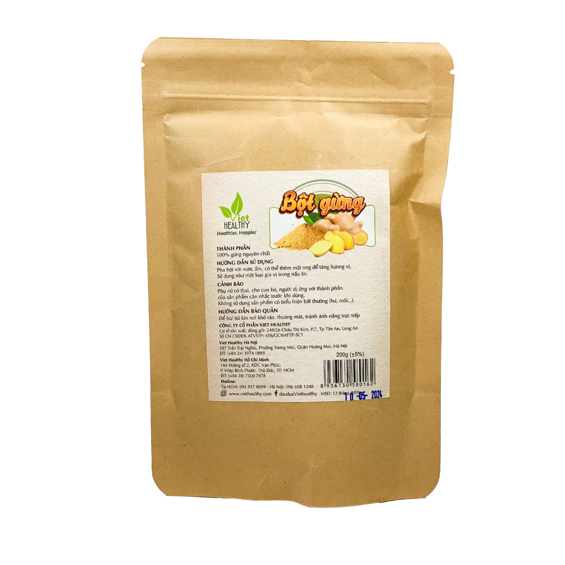 Bột gừng nguyên chất Viet Healthy 200gr