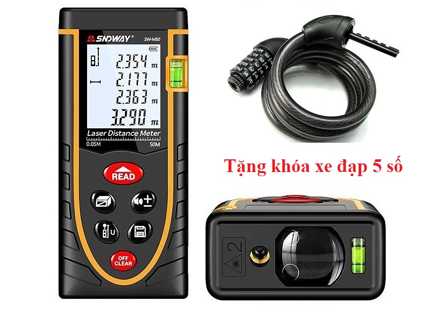 Máy trắc địa-Thước đo khoảng cách bằng tia laser SNDWAY SW-M50 Tặng 1 khóa dây 5 số