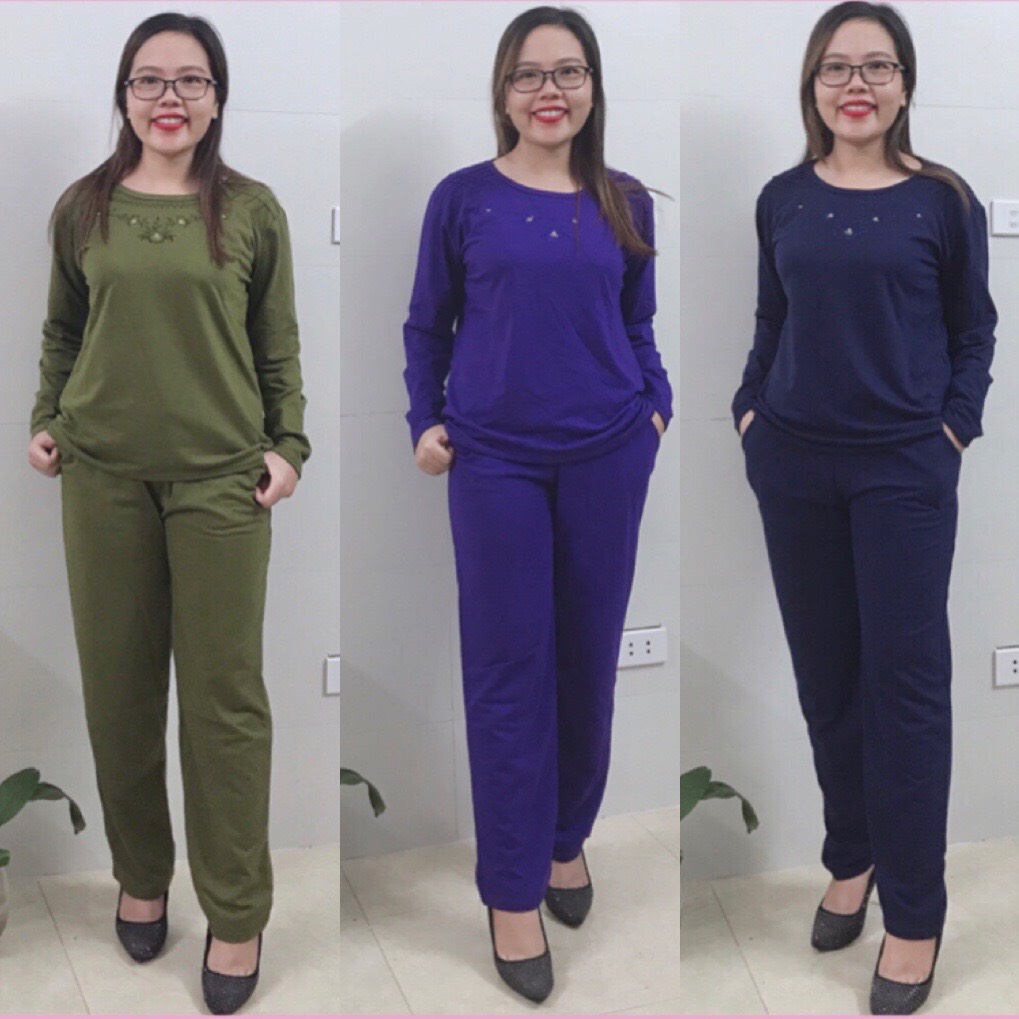 Bộ Đồ Trung Niên thu Đông chất Nỉ da cá