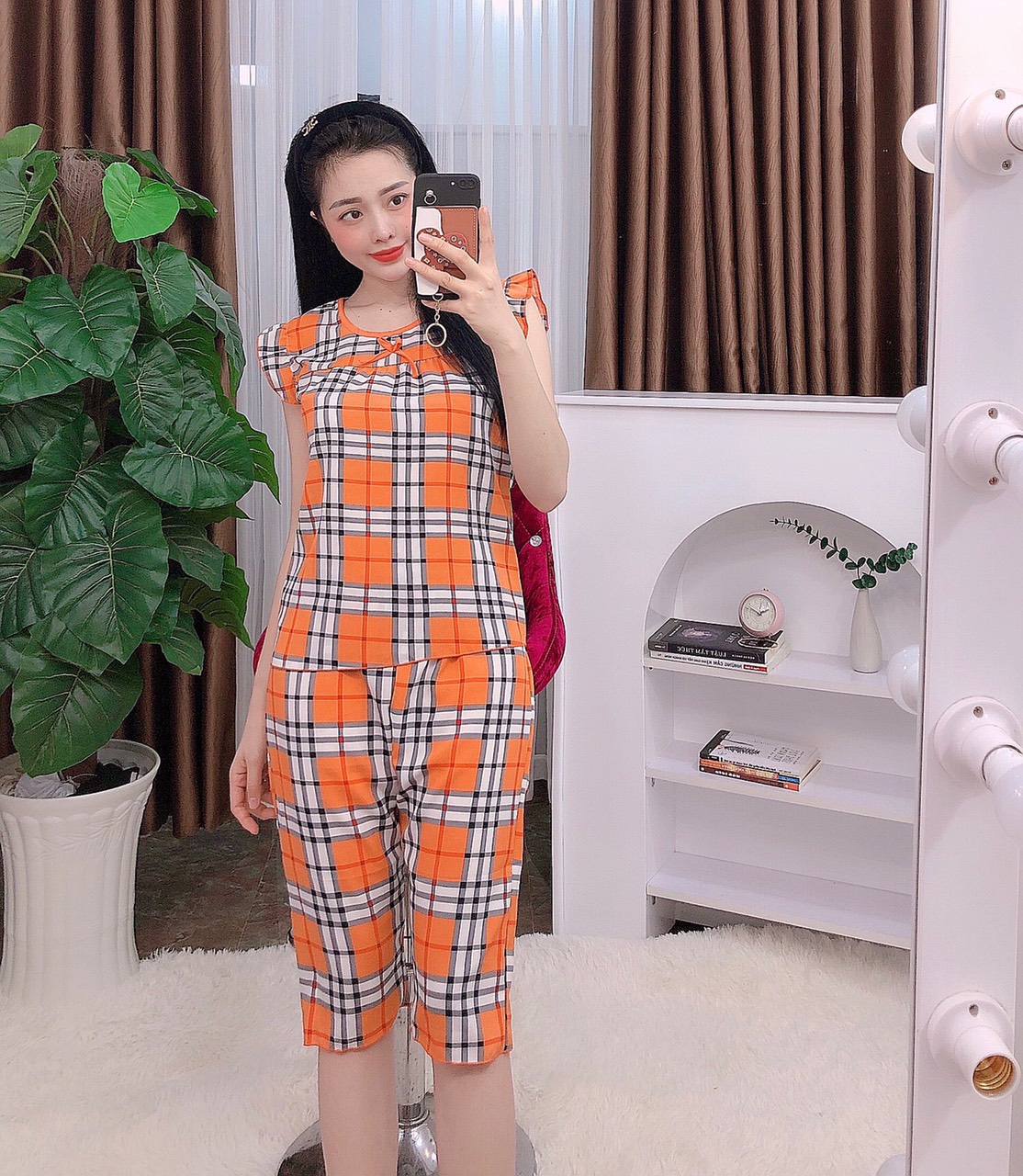 SET BỘ LỤA MẶC NHÀ TAY CÁNH TIÊN DỄ THƯƠNG họa tiết con gấu con hèo siêu xinh ( ẢNH THẬT)