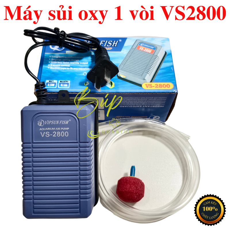 Máy sủi oxy mini 1 vòi Vipsun VS2800 ( Phụ kiện tặng kèm theo gồm có : 1m dây sủi + 1 quả sủi) / Búp aqua