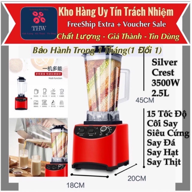 |THW-HN| (Bảo Hành 1 Đổi 1) Máy xay 3500W .2,5Lit SILVER CREST BLENDER