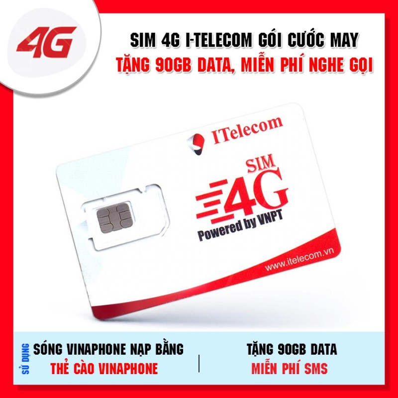SIM 4G Vinaphone Indo -Telecom gói MAY tặng (90GB/tháng)+Miễn phí gọi nội mạng Vinaphone Chỉ 77K/Tháng