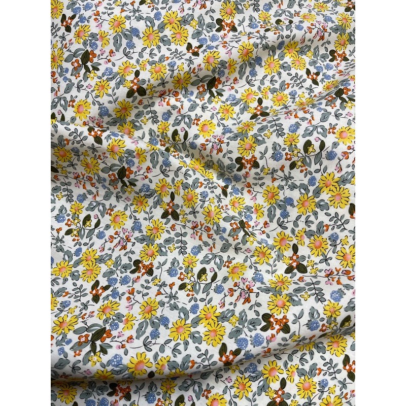 Vải thô cotton hướng dương hoa dây mịn mát may váy áo