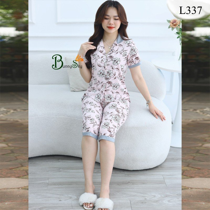 Đồ bộ mặc nhà nữ quần áo thiết kế mẫu lửng pizama mặc hè vải lụa mềm mát