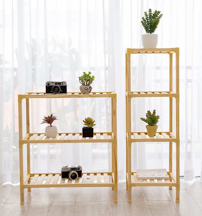 Kệ Gỗ vuông 4 tầng trang trí để chậu cây