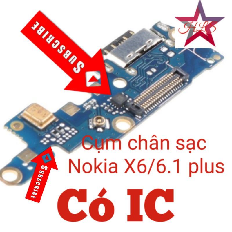 Cụm sạc nokia 6.1 plus / x6 2018 new zin có ic sạc sóng đã đổ keo