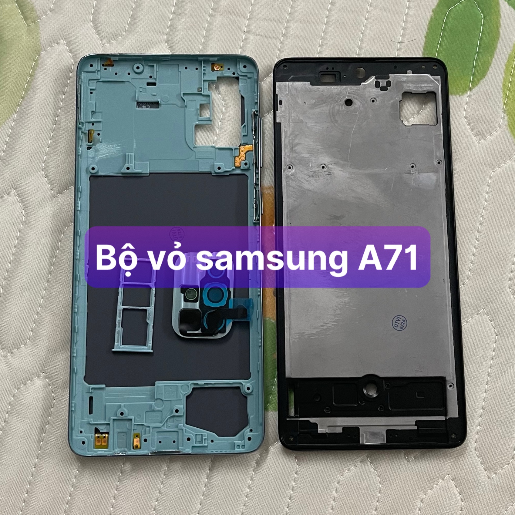 bộ vỏ sườn samsung A71 ,kèm khay sim,phím,kính camera