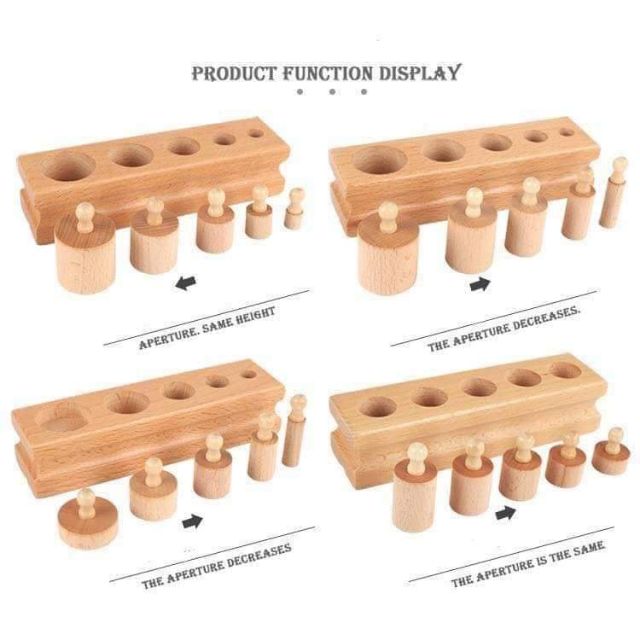 Giáo cụ Montessori - Bộ núm trụ (bản mini dùng tại nhà)