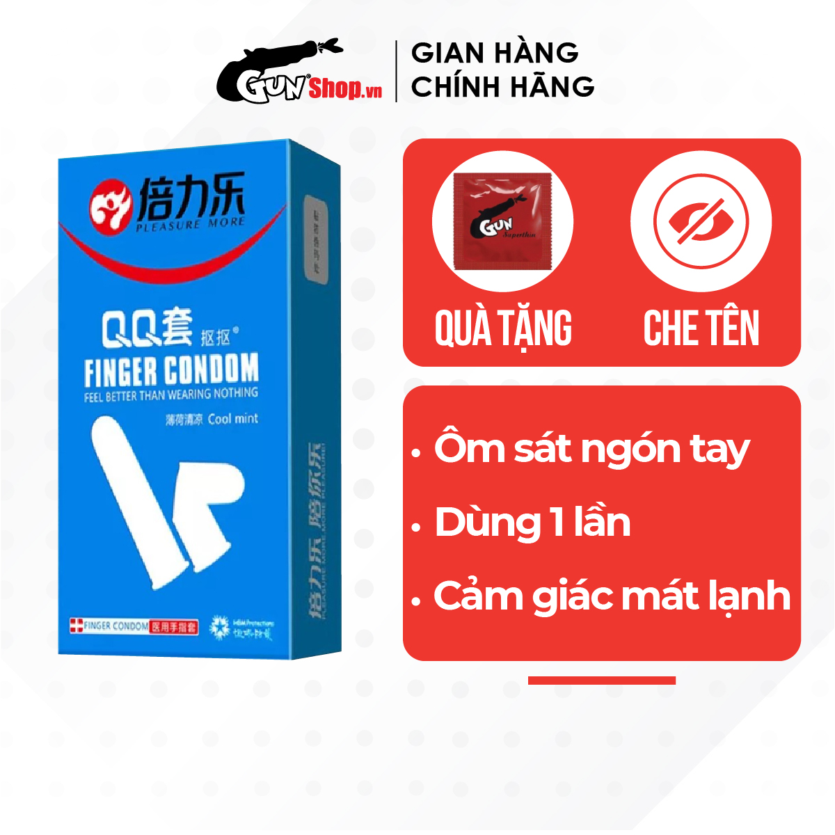 Bao cao su ngón tay mát lạnh Beilile QQ Cool Mint - Hộp 10 cái | GUNSHOP VIỆT NAM