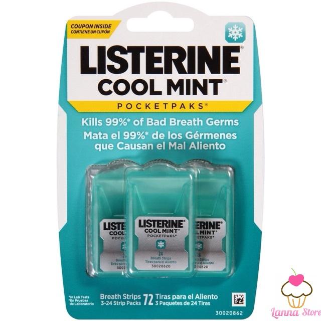 HOÀN TIỀN 15% - [HCM]Miếng ngậm Listerine vị bạc hà Coolmint 1 vỉ 3 hộp (1 hộp 24 miếng) - Mỹ