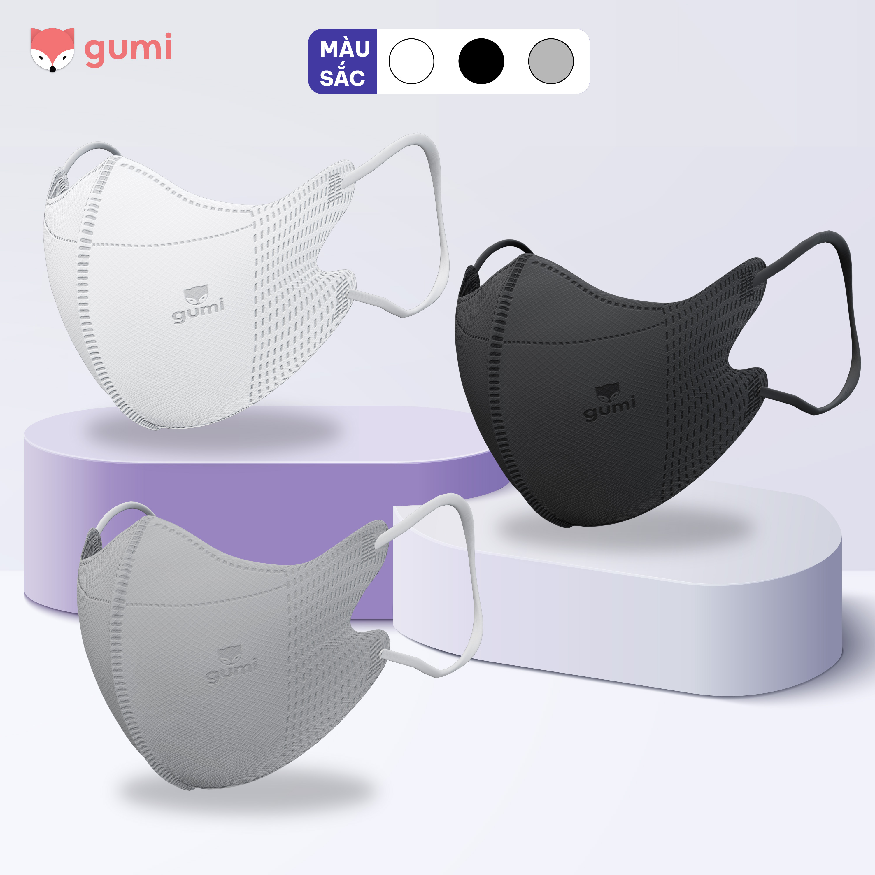 Khẩu trang y tế 5D Gumi mask 3 lớp kháng khuẩn lọc bụi PM 2.5