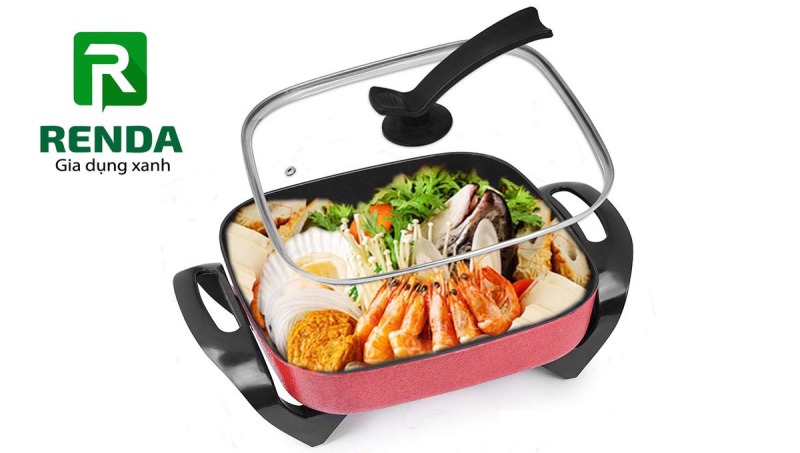 Nồi lẩu điện vuông chống dính 5L GreenCook GCEH30 với nhiều chức năng nấu
