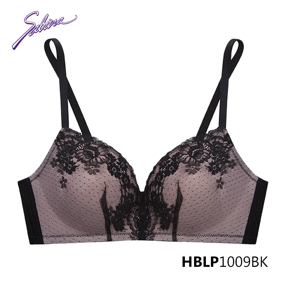 [SALE XẢ HÀNG 23/8- 31/8] Áo Lót Mút Dày Vừa Màu Đen Hoa Văn Ren Viền Cup Không Gọng Fashion Happy Bra By Sabina HBLP1009BK