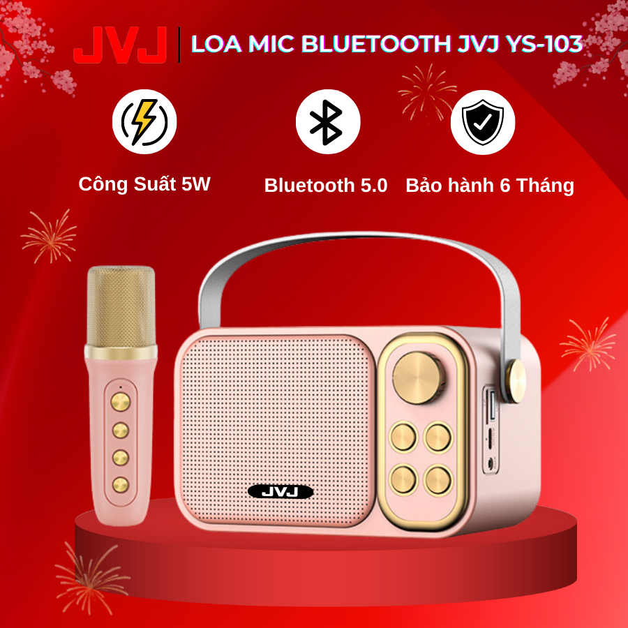 Loa bluetooth mini karaoke kèm mic JVJ YS-103 Không dây, kèm mic hát,icro Không dây, hỗ trợ hiệu ứng âm thanh, công suất loa lớn, Bass cực chuẩn, công suất 5W - Bảo hành 6 Tháng,loa bluetooth hát karaoke, loa mini bluetooth,loa hát karaoke mini