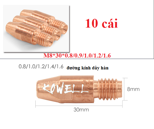 Vỉ 10 cái - bép hàn mig 36KD M8*30