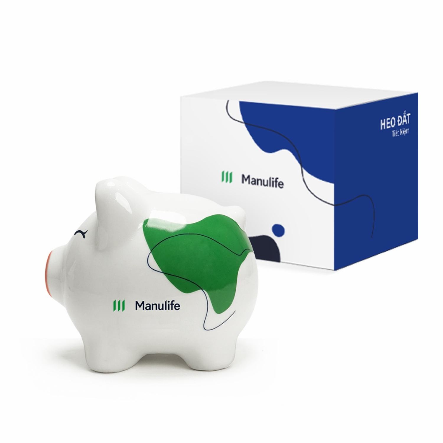 Lợn đất heo đất ống heo tiết kiệm Manulife gốm sứ cao cấp