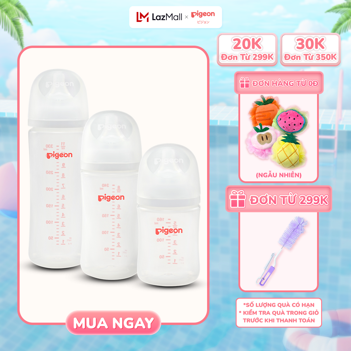 Bình sữa Pigeon PP Plus thế hệ III 160ml/240ml/330ml
