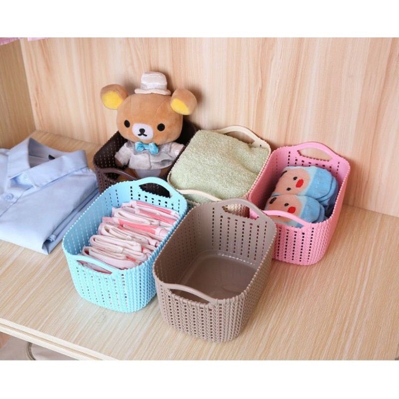 Giỏ nhựa giả mây đan vintage siêu xinh, phù hợp cho mọi không gian - giao màu ngẫu nhiên