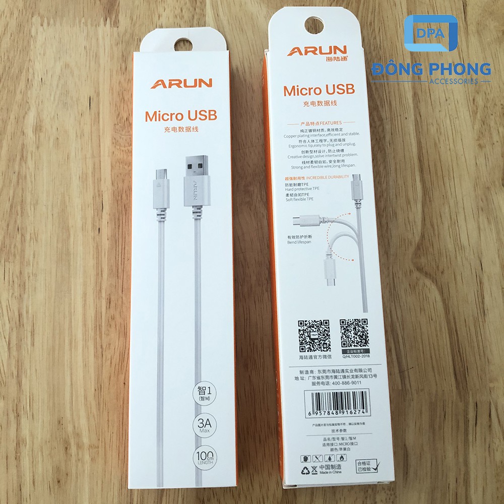 cáp sạc nhanh Arun 8600 micro Type C Iphone  usb dài 1m