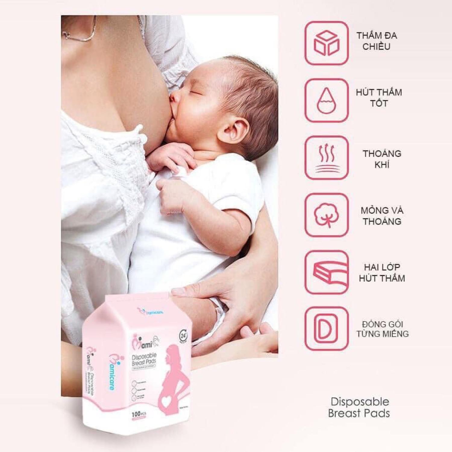 (Bịch to 100 miếng) Lót thấm sữa MAMI CARE