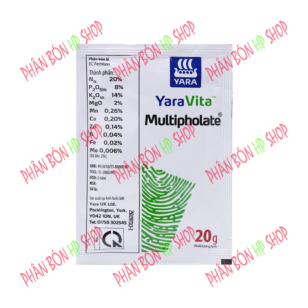 Phân bón lá nuôi trái tăng cường đậu trái hạn chế rụng trái non Multi Pholate (20g)