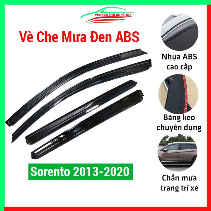 Vè che mưa ô tô Kia Sorento 2013-2020 vè đen, nhựa ABS cao cấp chắn mưa, cản bụi, trang trí xe hơi
