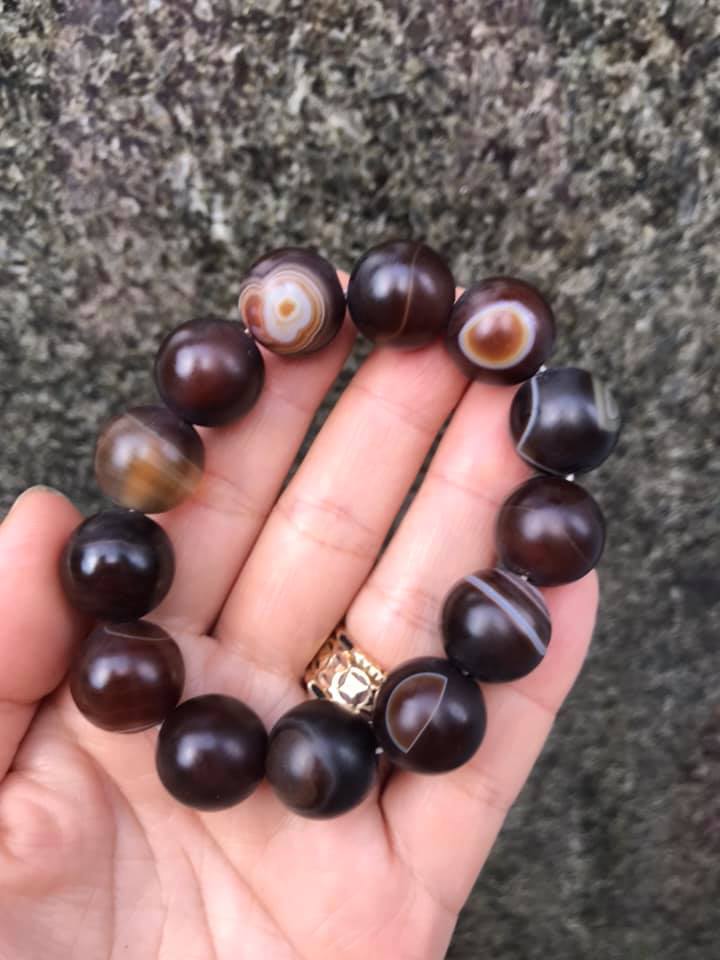 [HCM]VÒNG TAY ĐÁ MÃ NÃO ĐEN MỜ 16LY