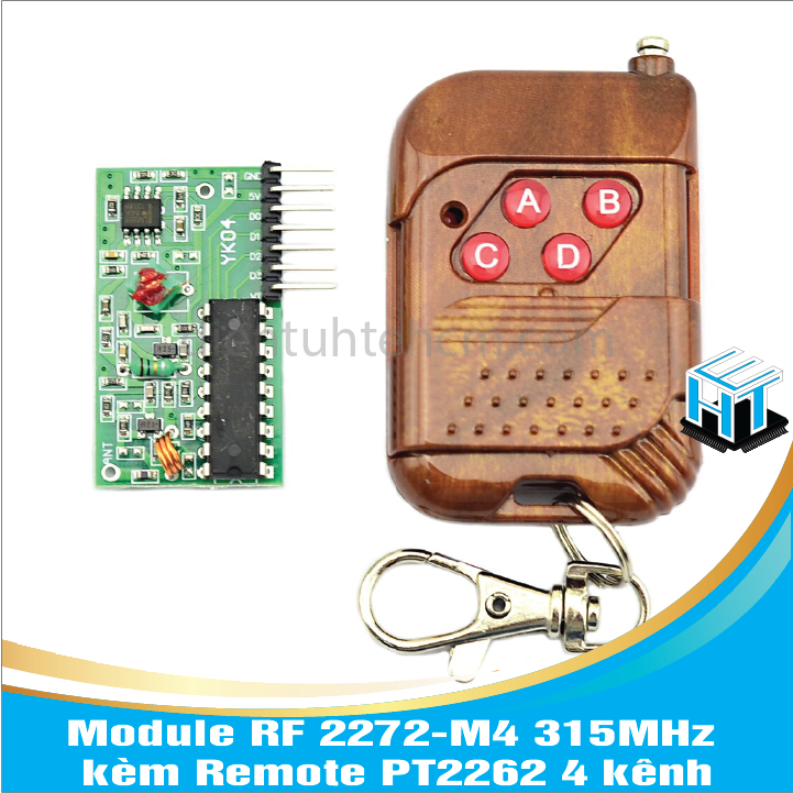 Module rf 2272-m4 315mhz kèm remote pt2262 4 kênh