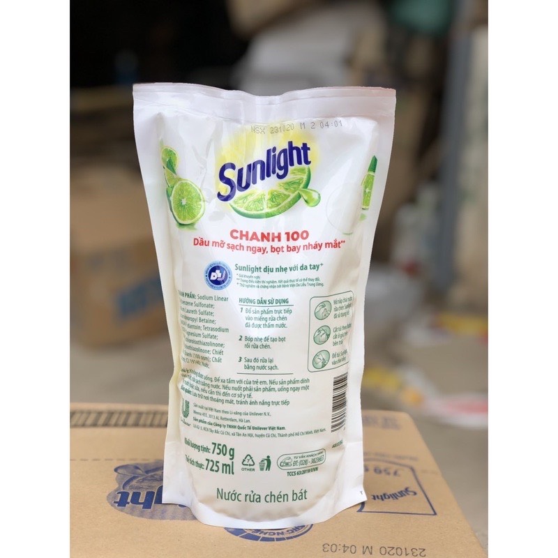 Nước rửa chén Sunlight hương chanh chai/túi (750g)