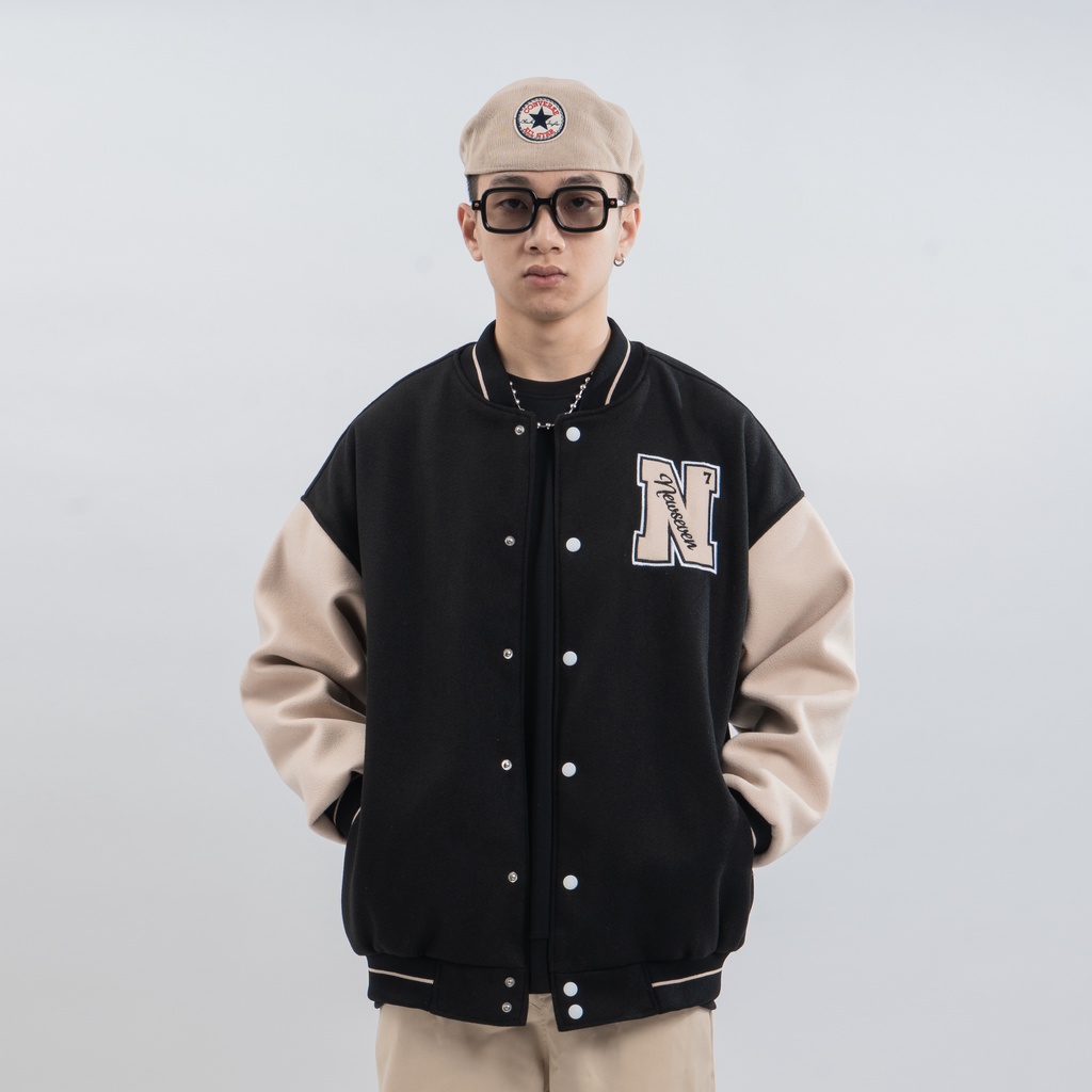 Áo Khoác Bomber Varsity Dạ NEWSEVEN Typo Jacket V01