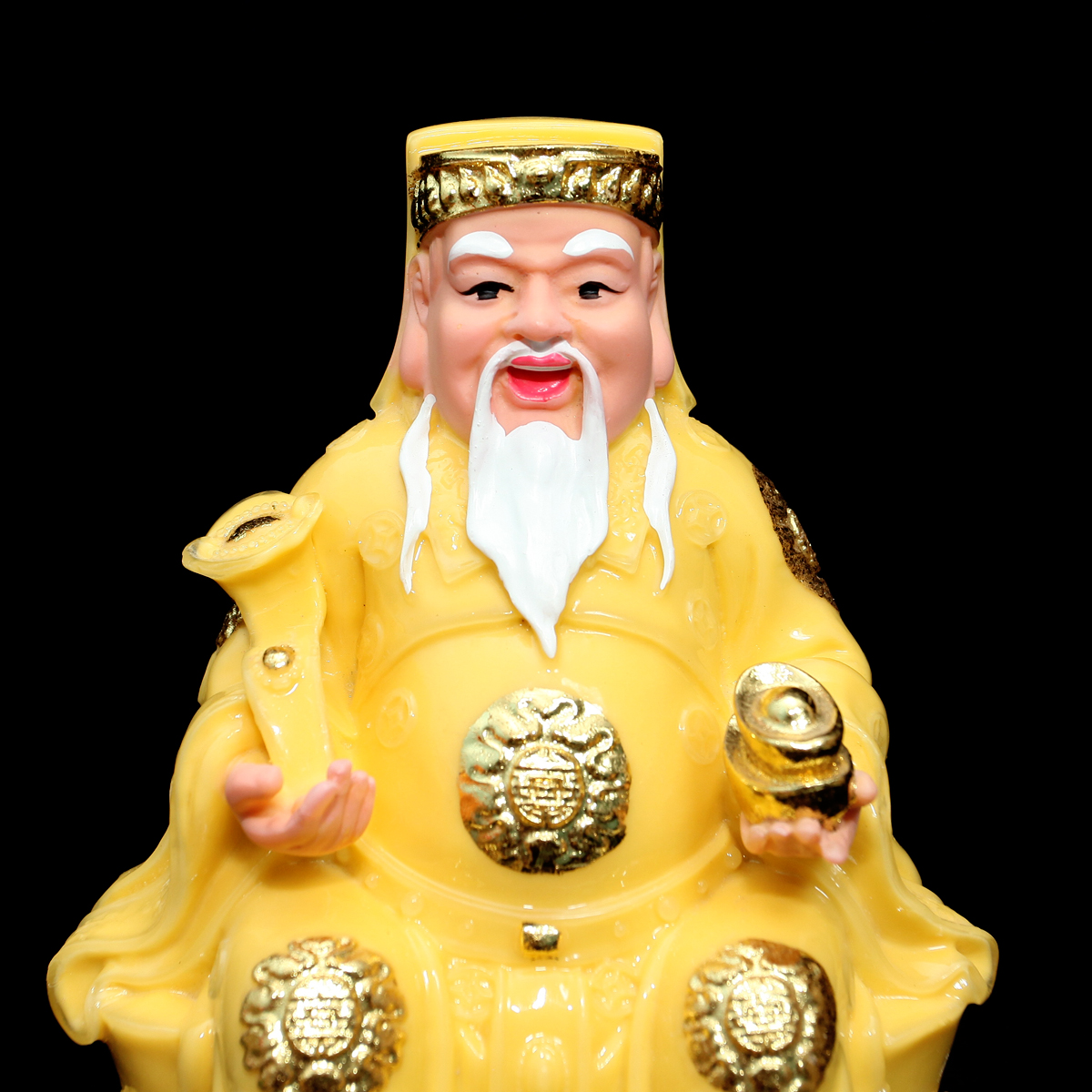 [ Cao 20 cm ] TƯỢNG THẦN TÀI  THỔ ĐỊA  MÀU VÀNG - ĐẾ TRÒN [ BỘT ĐÁ + COMPOSITE ]