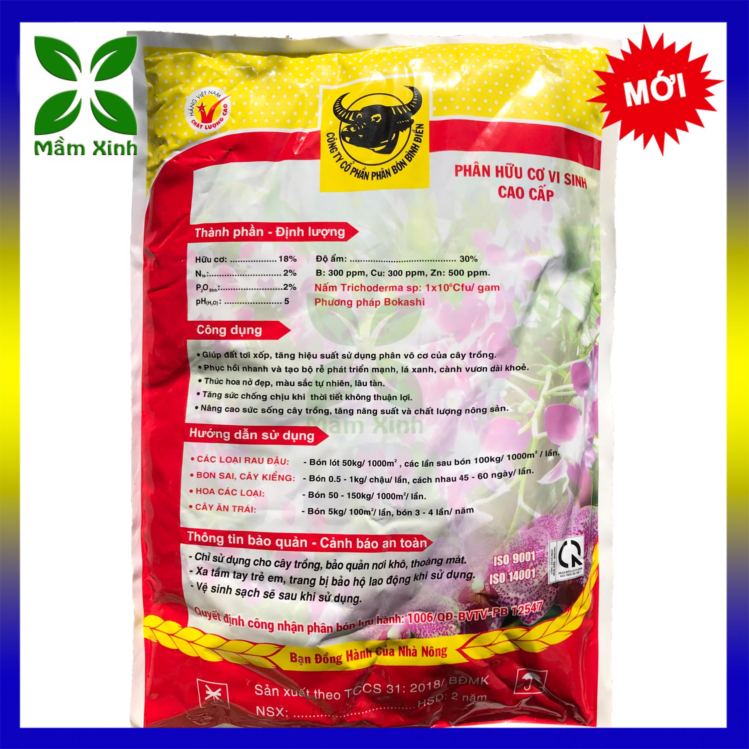 Phân Bón Đầu Trâu Hữu Cơ Trichoderma + TE Túi 5kg