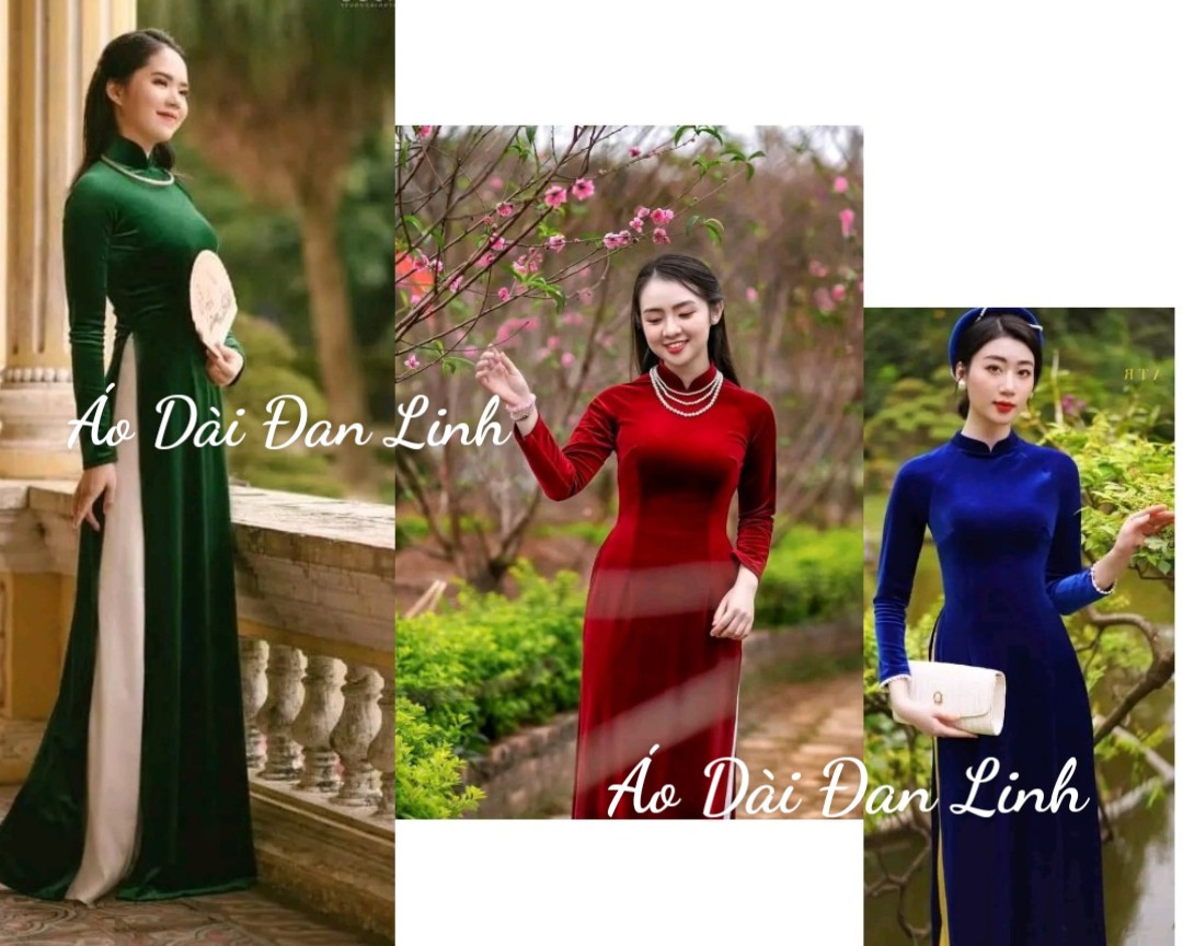 Áo dài nhung trơn đủ màu sang trọng quý phái áo dài tết – Áo Dài Đan Linh