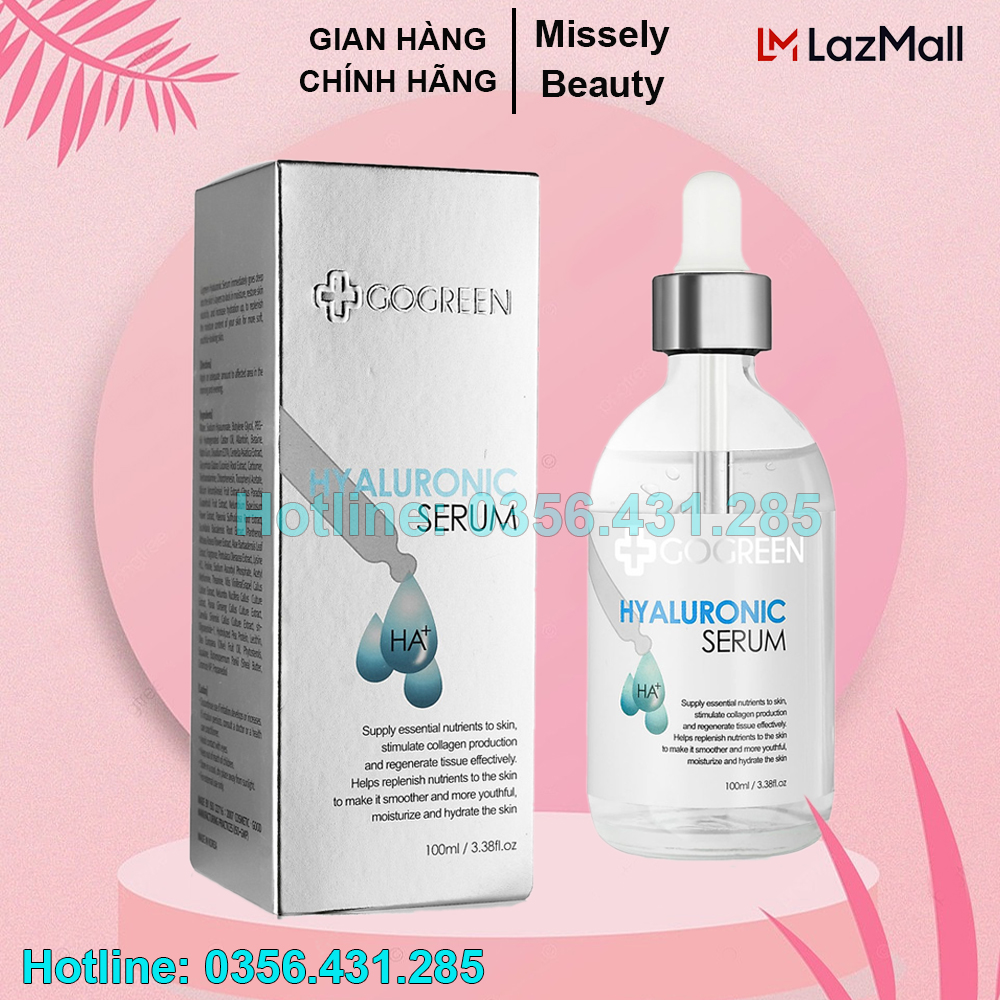 Serum hyaluronic acid ha gogreen | cấp nước, căng bóng da - 100ml